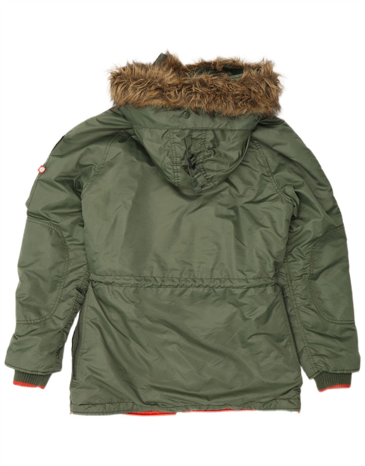 Superdry Parka con capucha para hombre, talla 36, nailon verde pequeño
