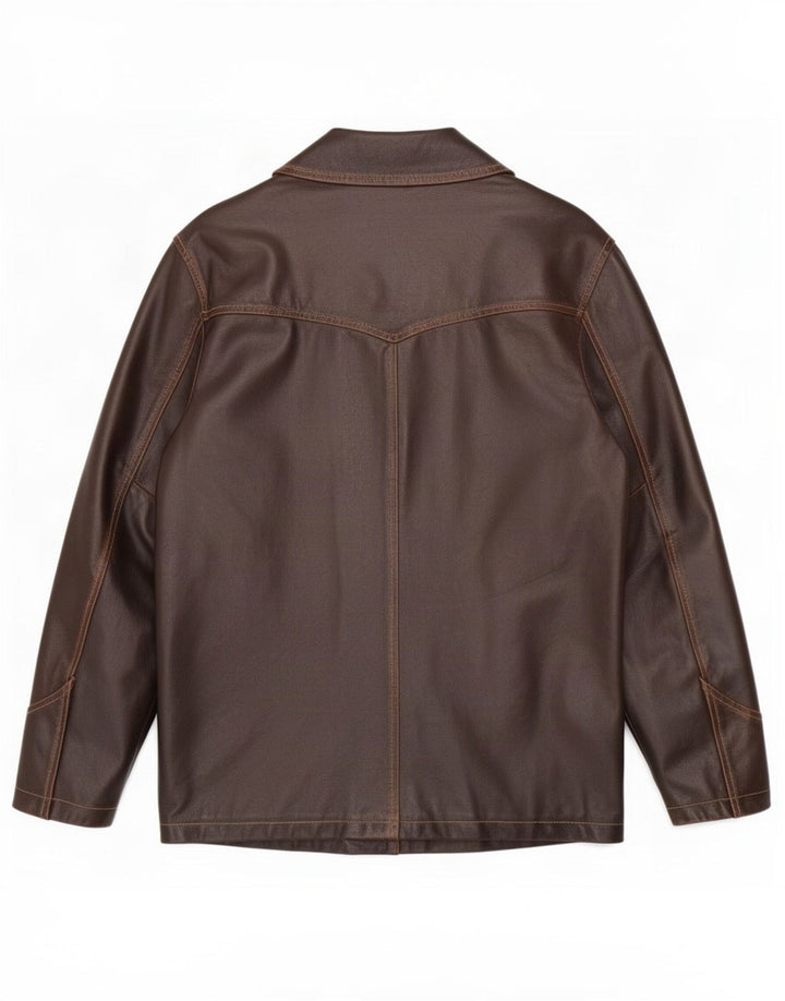 J.J.Scott Chaqueta de cuero para hombre IT 48 Marrón medio