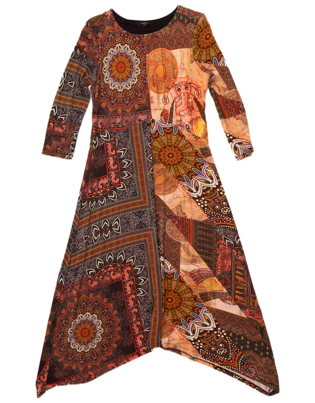 Desigual Vestido maxi de manga 3/4 para mujer UK 44 Grande Viscosa multicolor