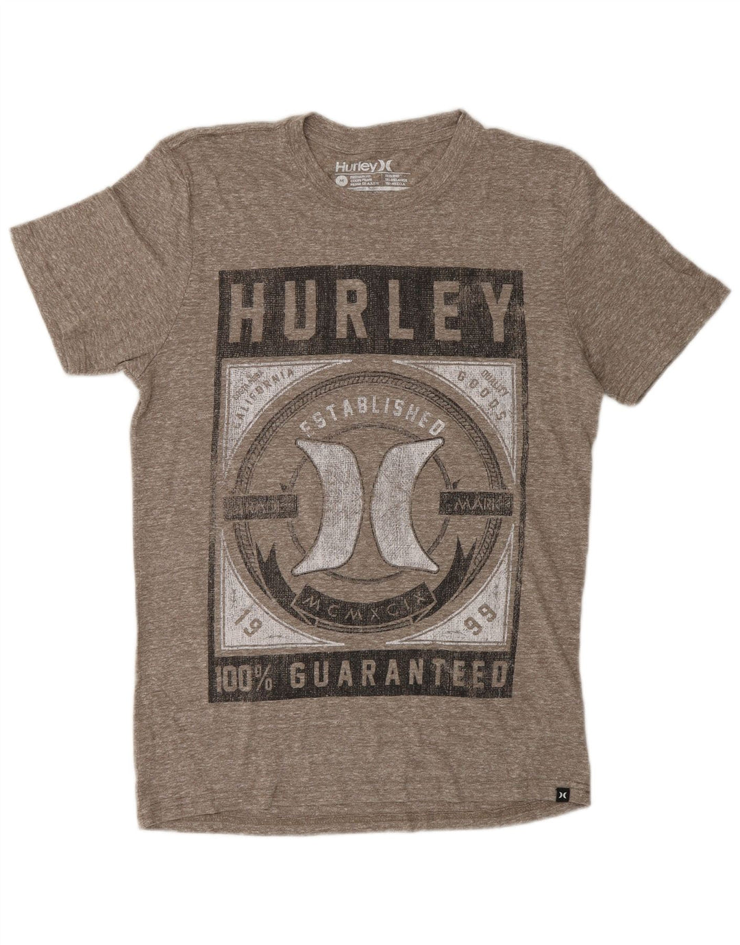 HURLEY Camiseta gráfica de ajuste premium para hombre Top gris medio moteado