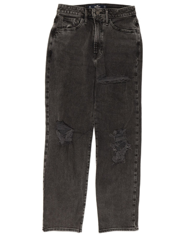 Hollister Jeans rectos desgastados para mujer US 3 Small W26 L27 Gris