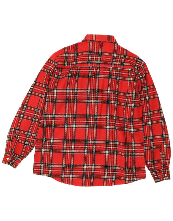 VINTAGE camisa de franela para hombre a cuadros rojos grandes