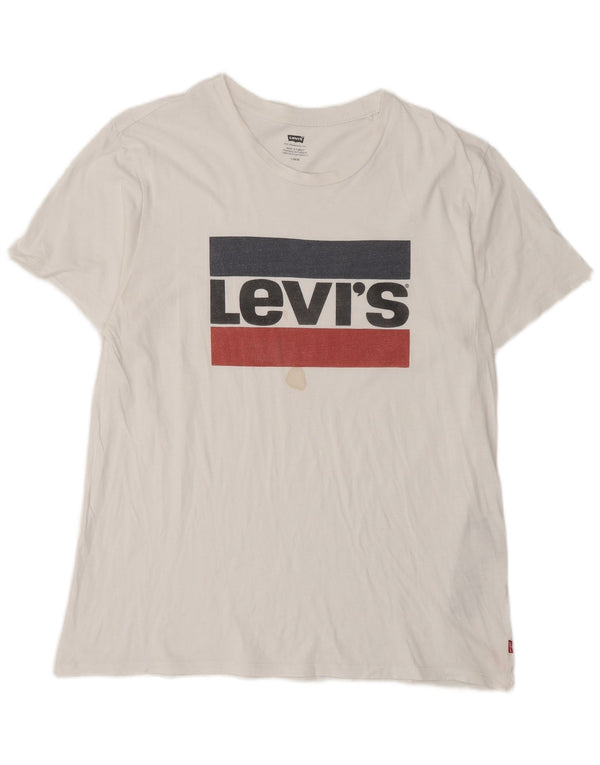 Levi's Camiseta gráfica para hombre Top grande de algodón blanco