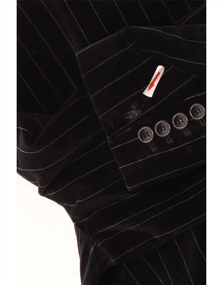 Esprit Chaqueta Blazer de Terciopelo con 2 Botones para Mujer UK 40 Grande Rayas Negras