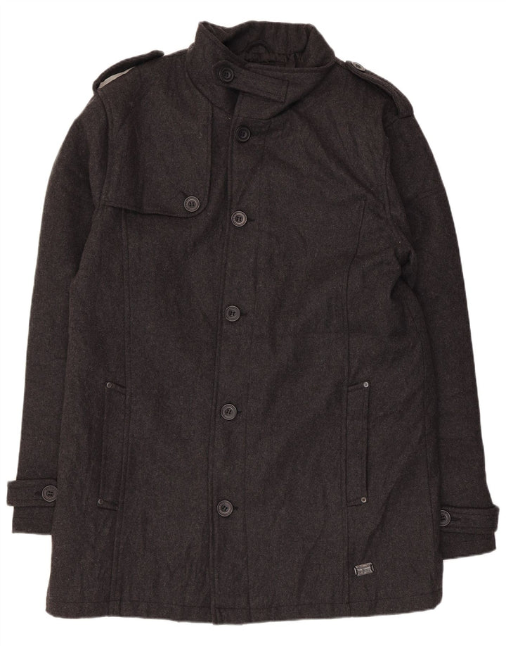 Blend Abrigo militar para hombre UK 44 2XL Lana gris