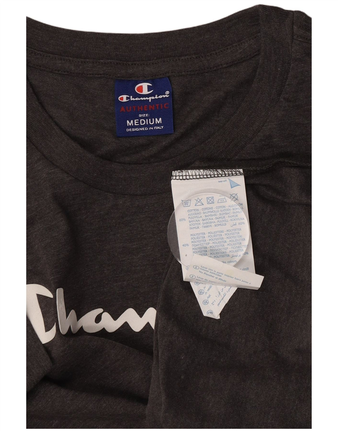 Champion Camiseta Gráfica Para Hombre Top Algodón Gris Medio