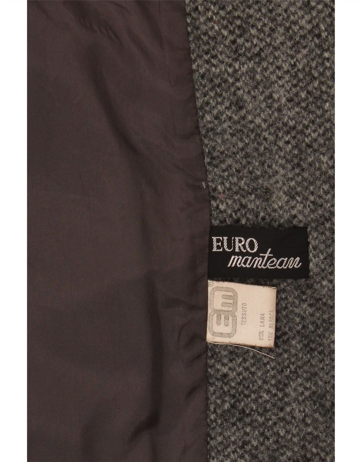 Vintage mujer doble pecho abrigo Reino Unido 16 lana gris grande