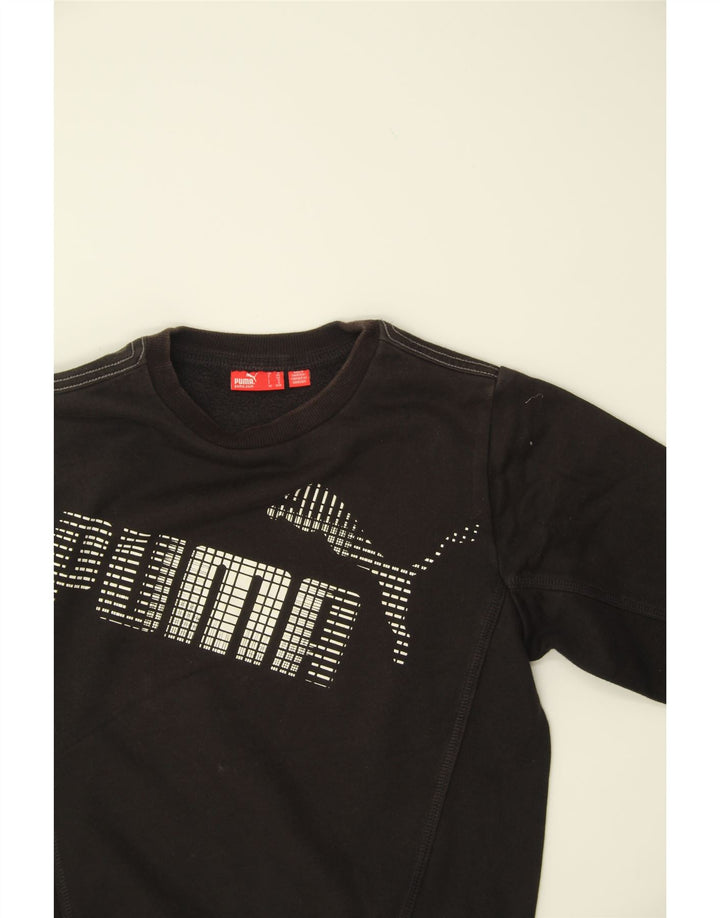 PUMA Boys Graphic Sweatshirt Jumper 9-10 Years Black Cotton Vintage Puma and Second-Hand Puma from Messina Hembry 