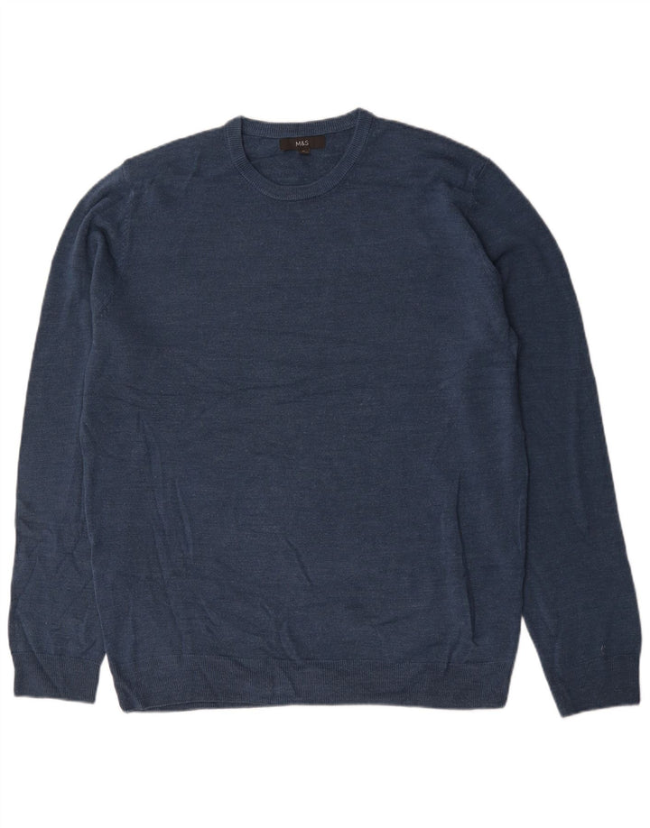 Marks & Spencer Jersey de Cuello Redondo para Hombre XL Acrílico Azul Marino