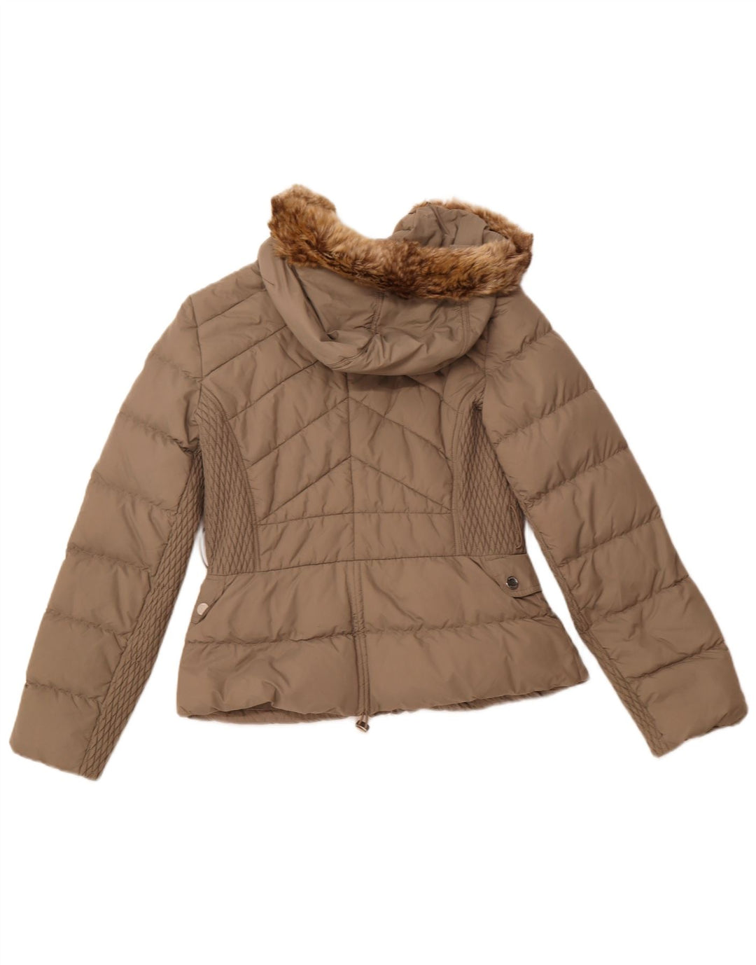 KAREN MILLEN Chaqueta acolchada con capucha para mujer UK 42 Poliamida beige medio