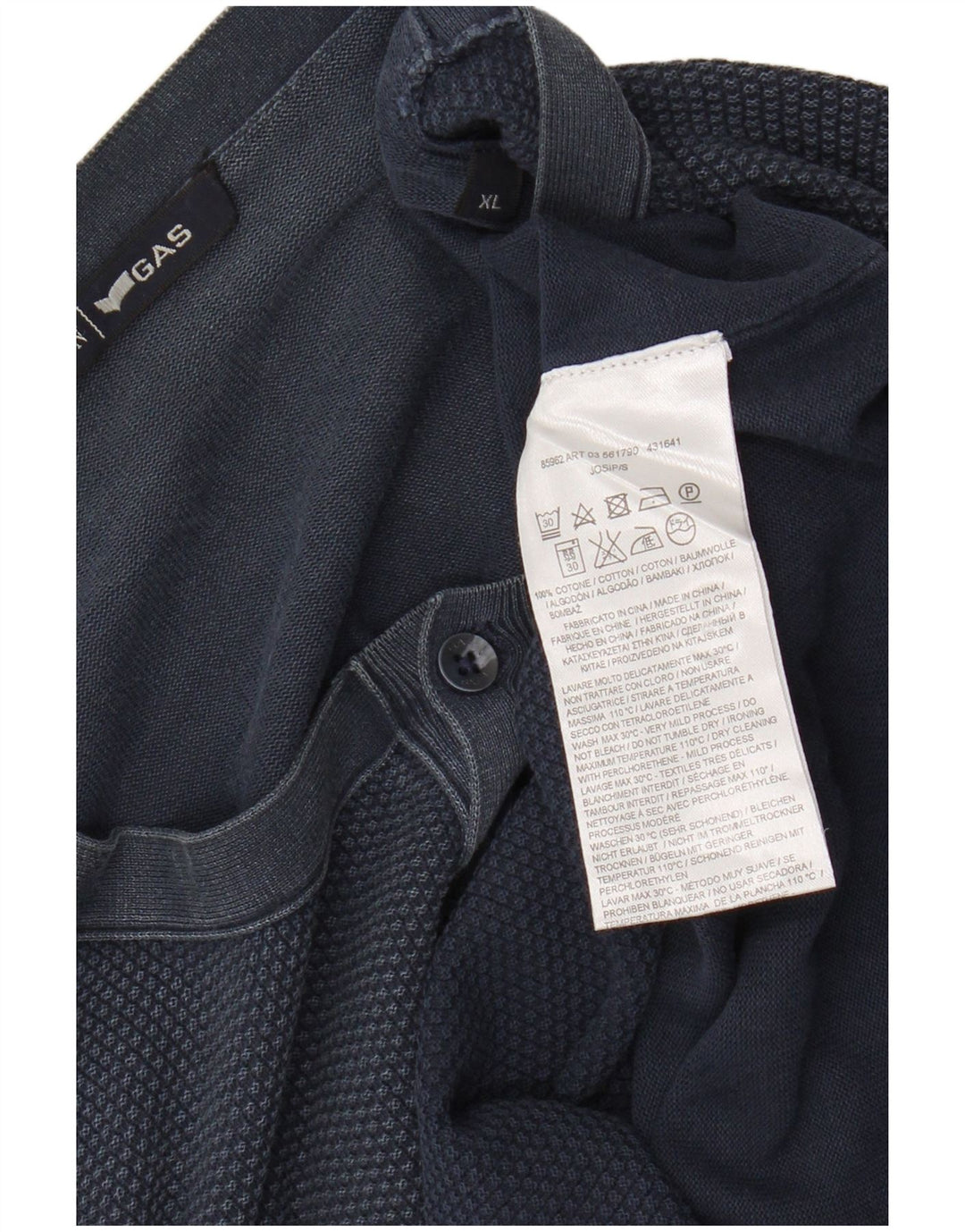 Gas Hombre Cuello Redondo Jersey Jersey XL Algodón Azul