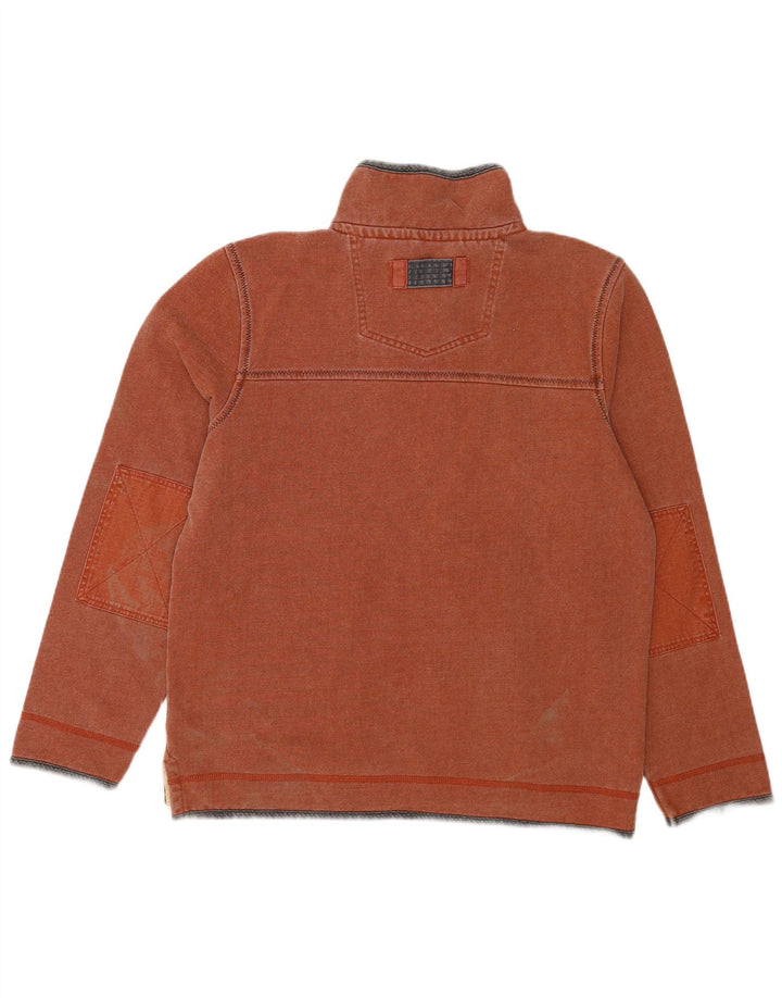 Sudadera con capucha y cuello con cremallera para hombre Fat Face Jersey de algodón marrón medio