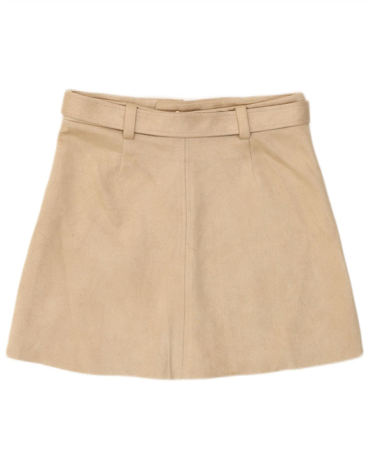 Zara Mujer Mini Falda Mediana W28 Poliéster Beige