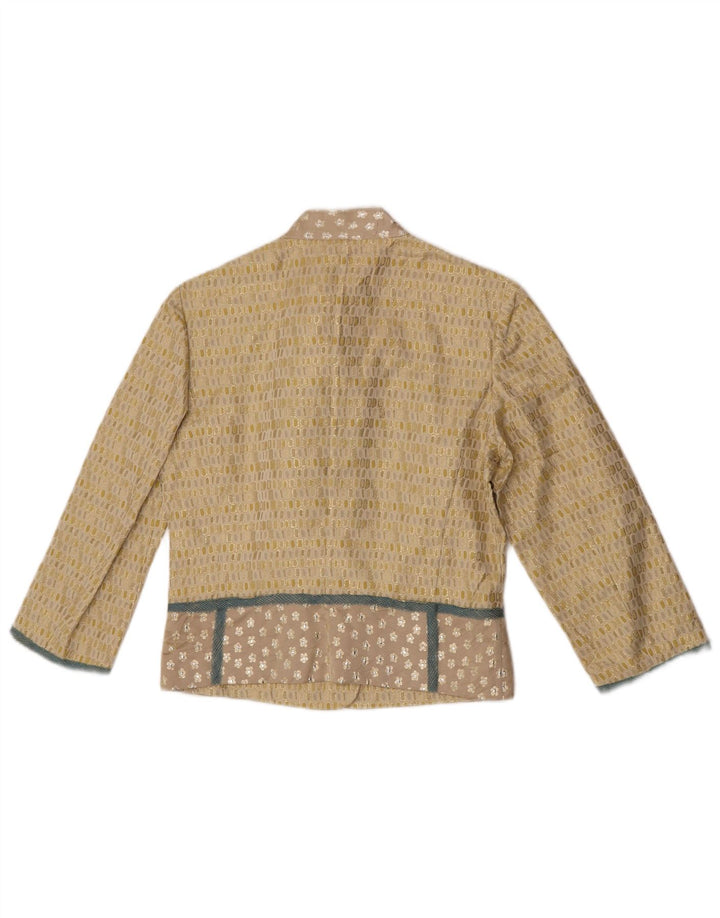 Cividini Chaqueta Bolero Corta De 4 Botones Para Mujer IT 44 Amarillo Medio Geométrico