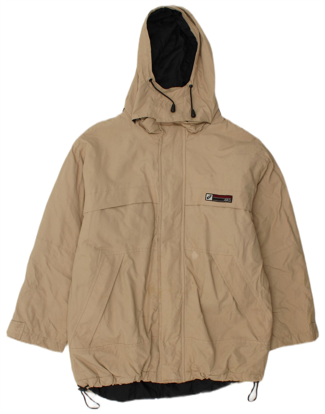 ASICS Chaqueta cortavientos con capucha para hombre UK 36 Small Beige Poliamida