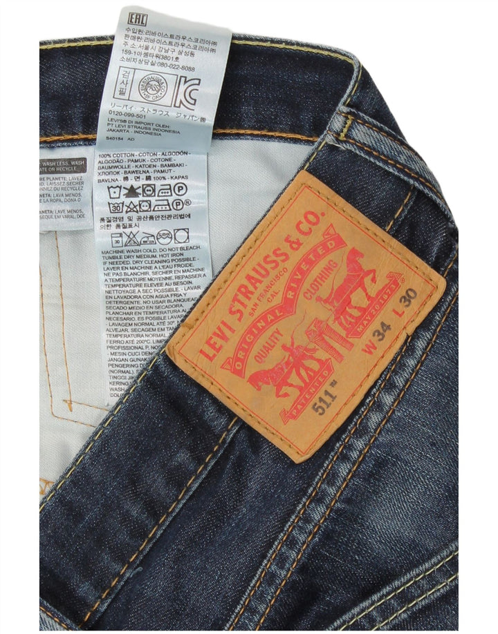 Levi's Hombre 511 Slim Jeans W34 L30 Algodón Azul