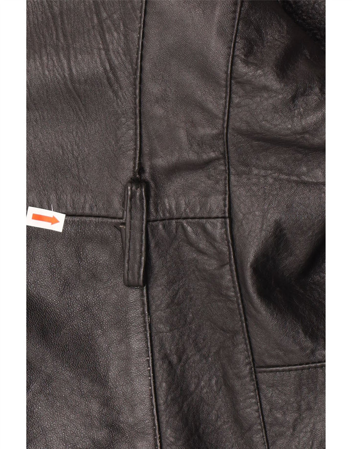 Vintage hombres doble pecho chaqueta de cuero Reino Unido 40 cuero negro grande