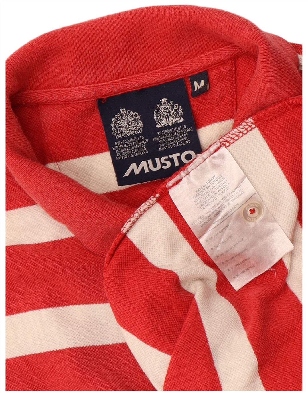 MUSTO Polo Hombre Algodón Rayas Rojo Mediano
