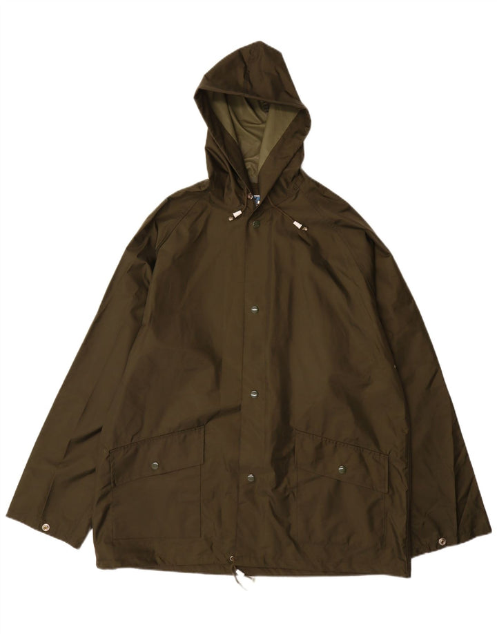 Chaqueta de lluvia con capucha vintage para hombre IT 52 XL Nylon caqui