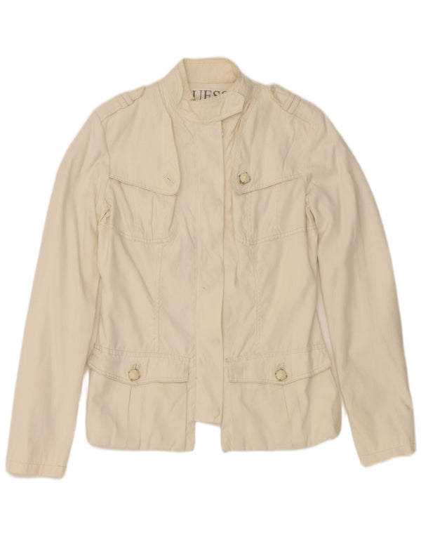 Guess Chaqueta militar para mujer UK 44 Large Off White Nylon