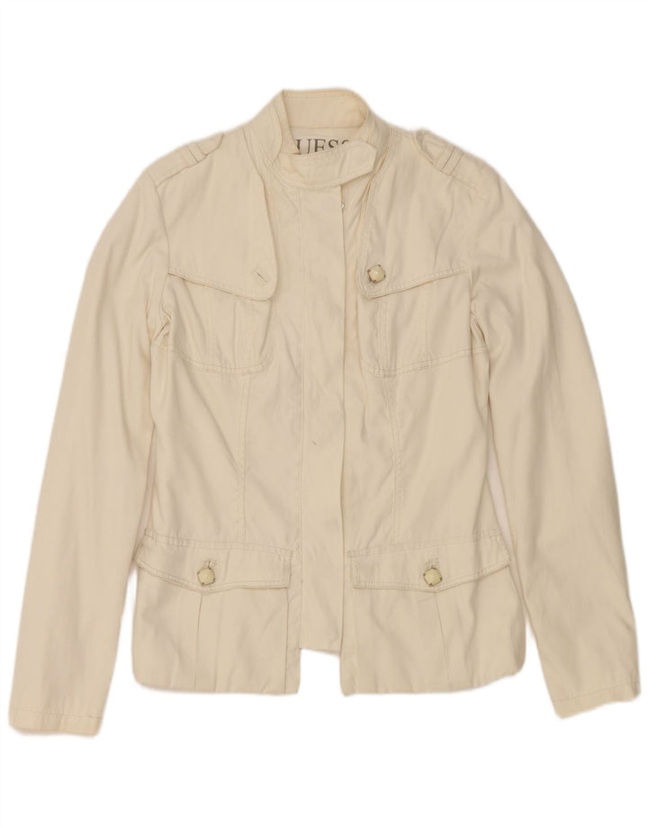 Guess Chaqueta militar para mujer UK 44 Large Off White Nylon