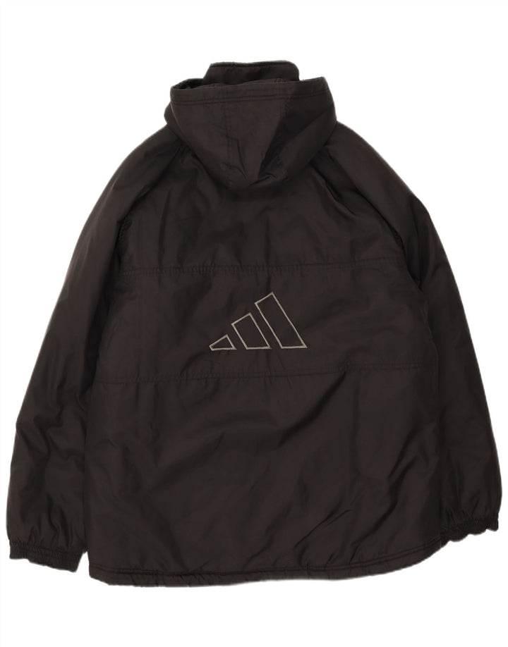Adidas Chaqueta acolchada con capucha gráfica para hombre Reino Unido 38/40 Mediano Negro Poliéster
