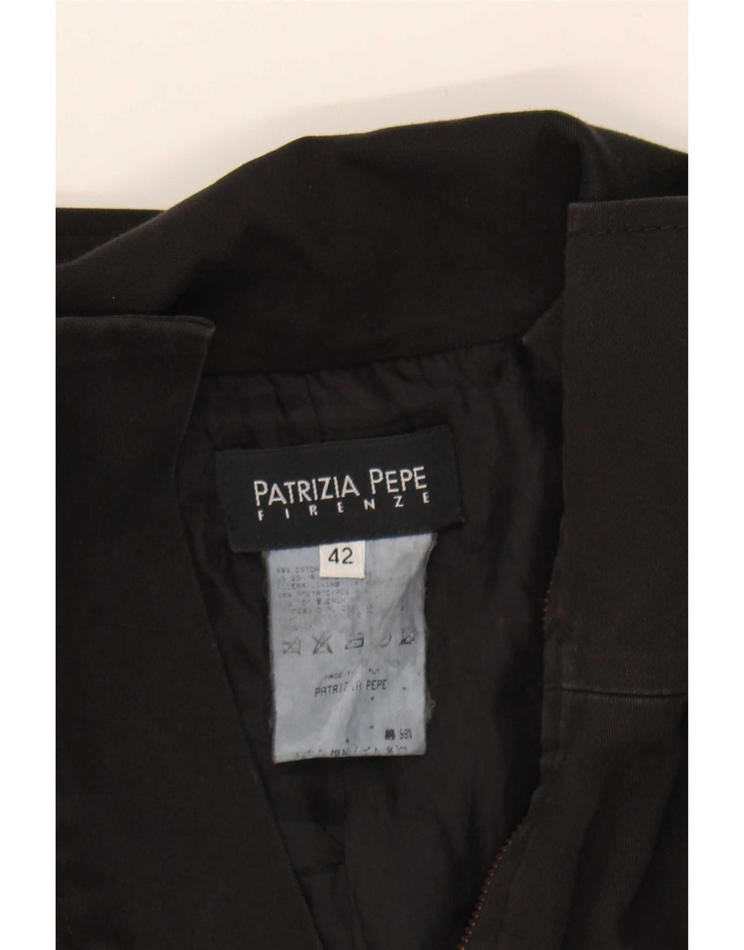 Patrizia Pepe Chaqueta Militar Mujer IT 42 Mediana Algodón Negro