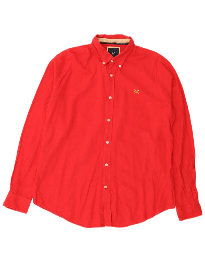 Crew Clothing Camisa para hombre grande de lino rojo