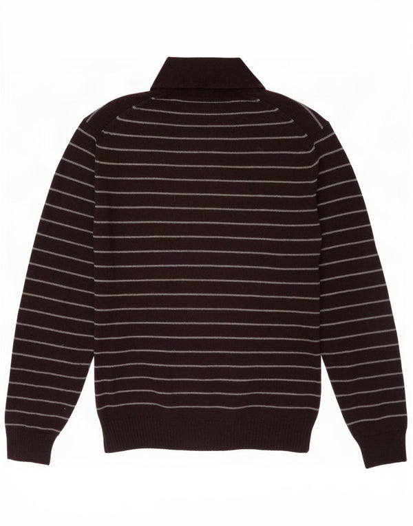 Marks & Spencer Jersey tipo polo para hombre de lana a rayas color burdeos grande
