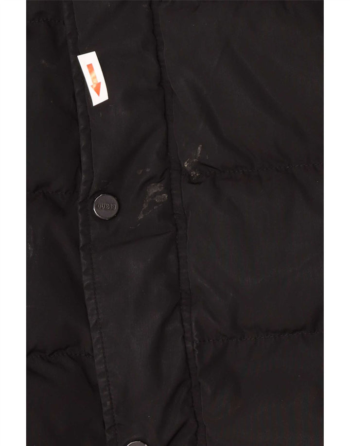 Guess Chaqueta acolchada con capucha para hombre UK 40 Large Poliéster negro