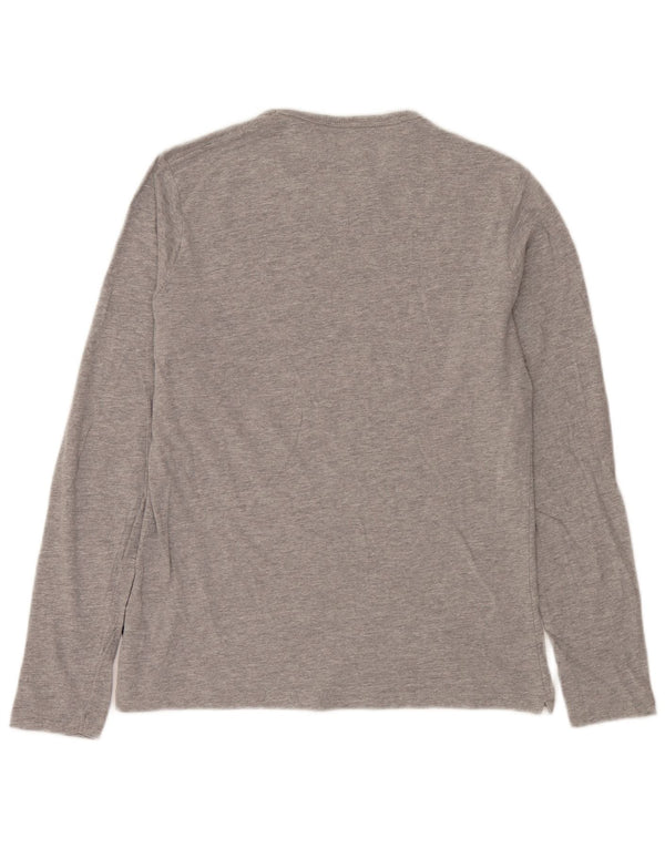 French Connection Camiseta para hombre de manga larga de algodón gris medio