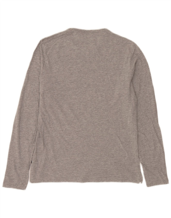 French Connection Camiseta para hombre de manga larga de algodón gris medio