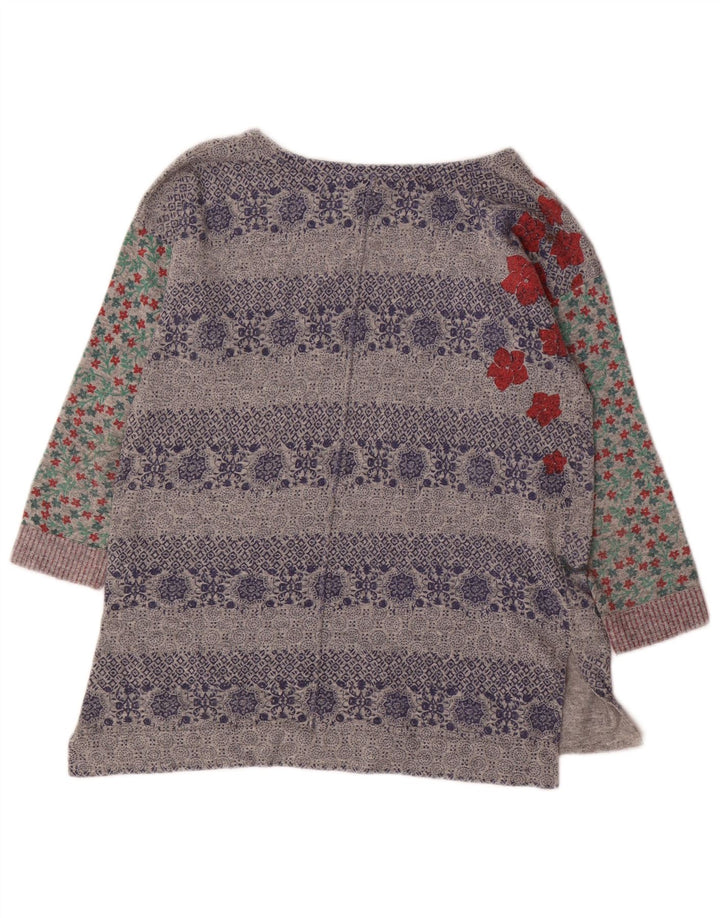 WHITE STUFF Suéter gráfico con cuello barco para mujer UK 10 Small Grey