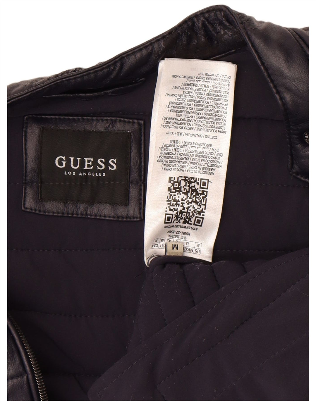 GUESS Chaqueta acolchada para mujer UK 14 Medium Azul marino Poliuretano