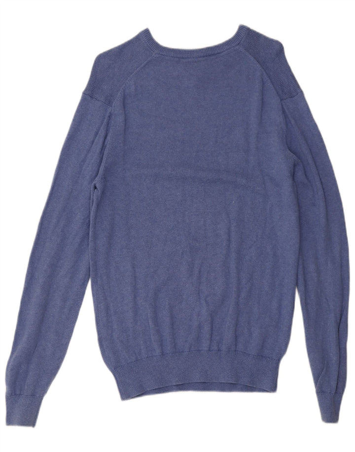 Crew Clothing Jersey con cuello en V para hombre Jersey de algodón azul medio