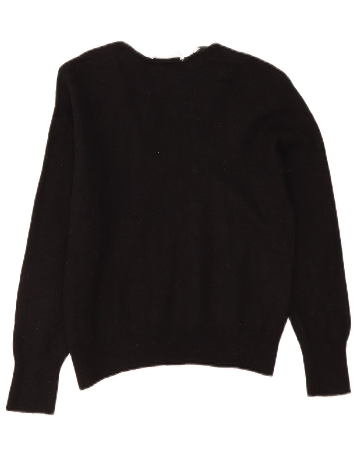 Zara - Jersey con cuello en V para mujer, talla 40, talla pequeña, lana negra