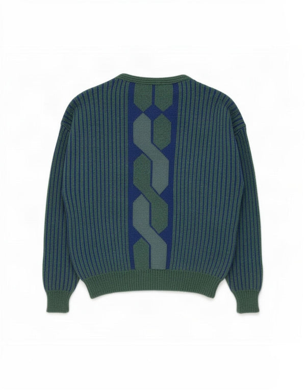 Maglificio Jersey De Cuello Barco Para Hombre IT 52 Lana Geométrica Azul Grande