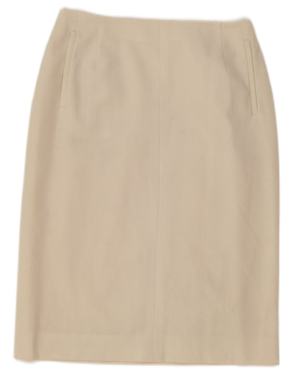 Gianfranco Ferre Falda lápiz para mujer UK 10 Small W27 Poliéster blanco roto