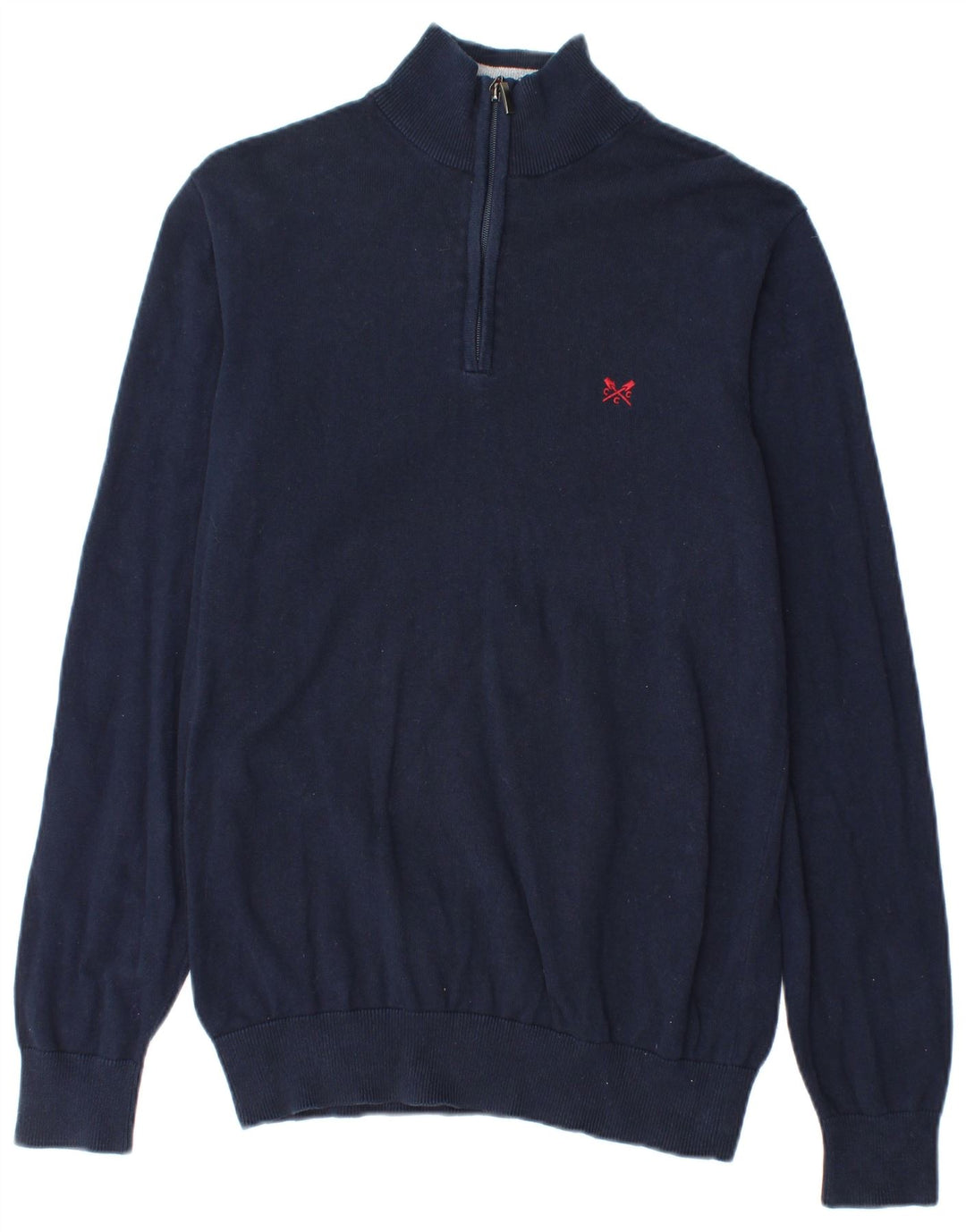 Crew Clothing Suéter tipo jersey con cuello y cremallera para hombre Algodón azul marino mediano