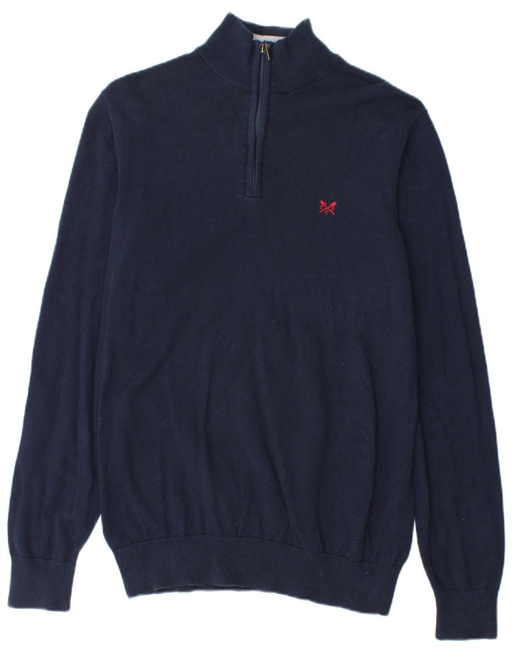 Crew Clothing Suéter tipo jersey con cuello y cremallera para hombre Algodón azul marino mediano