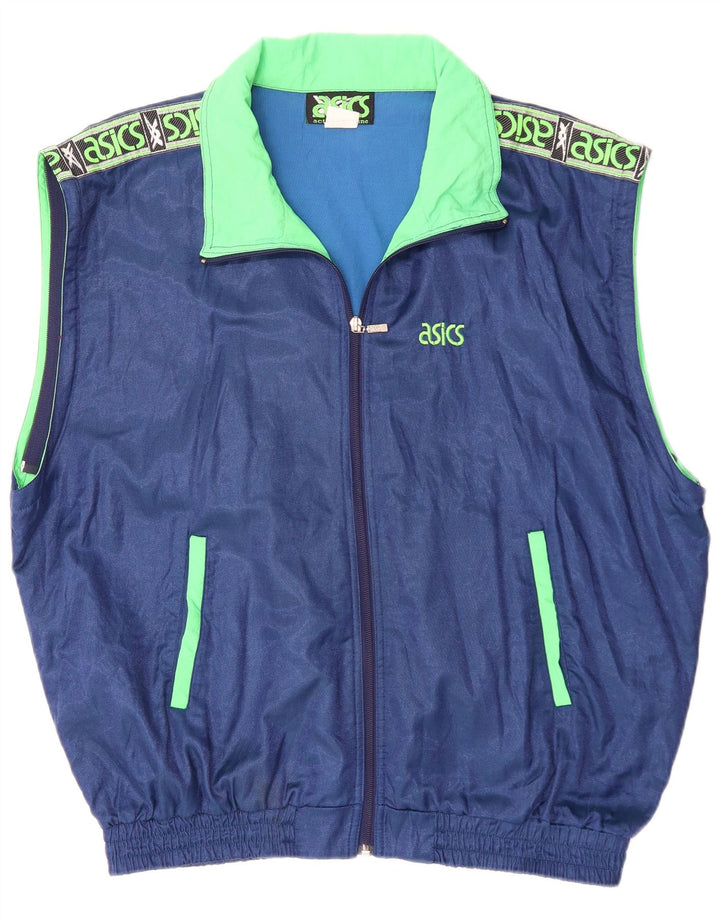 ASICS Chaqueta de chándal gráfica para hombre IT 54 XL Bloque de color azul