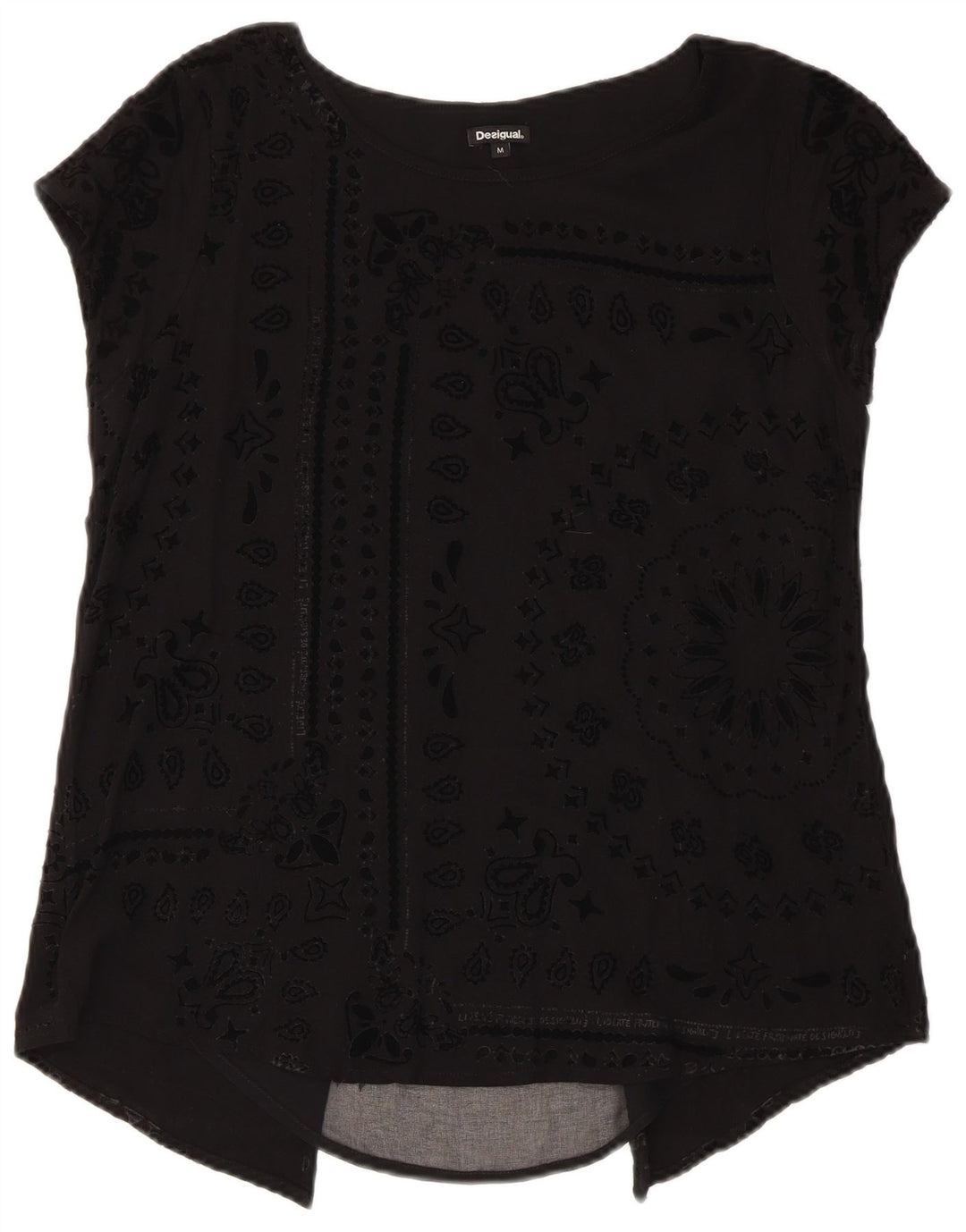 Desigual Blusa para mujer Top UK 12 Medium Black Paisley