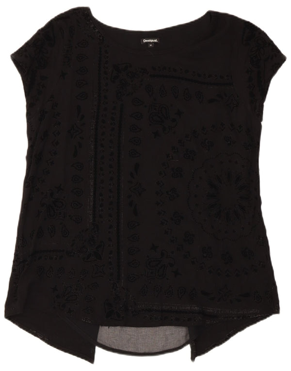 Desigual Blusa para mujer Top UK 12 Medium Black Paisley