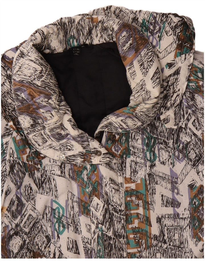 VINTAGE Mujer Cortavientos Abrigo Reino Unido 10 Pequeño Multicolor Geométrico