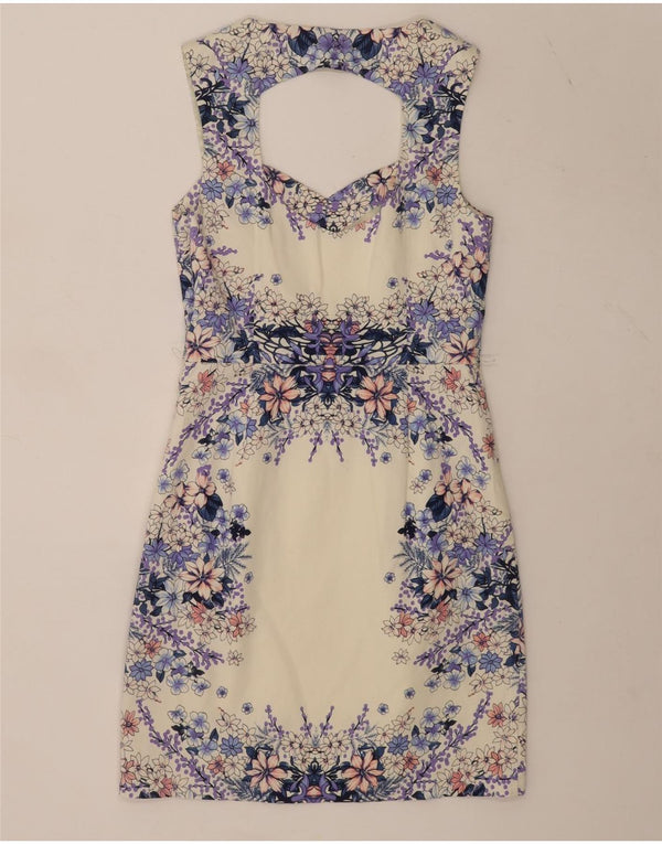 Oasis Vestido tubo sin mangas para mujer UK 40 Pequeño algodón floral blanco