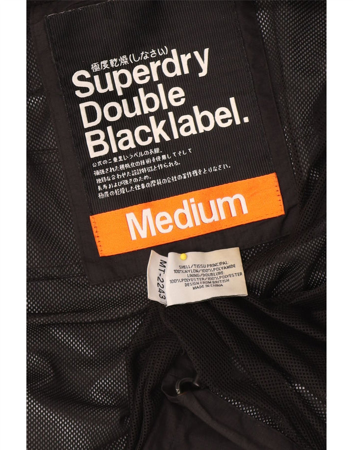SUPERDRY Chaqueta impermeable con capucha gráfica para mujer UK 44 Medium Black Nylon