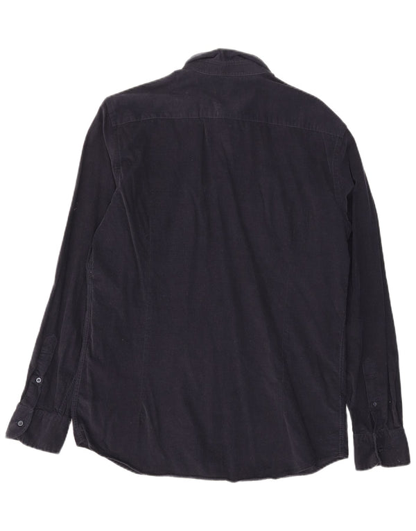 Massimo Dutti Hombre Camisa Pana Large Azul Marino Algodón