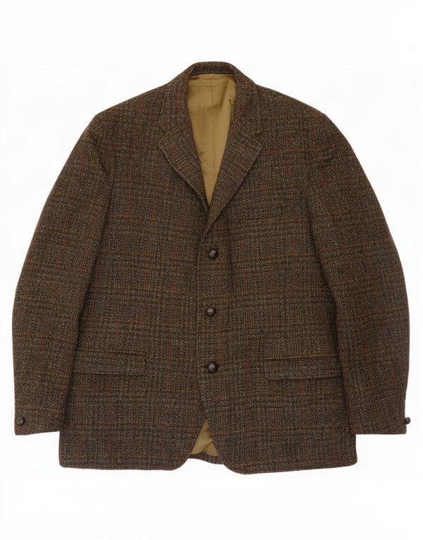 Harris Tweed Chaqueta tipo blazer de 3 botones para hombre UK 38 Lana a cuadros caqui mediana