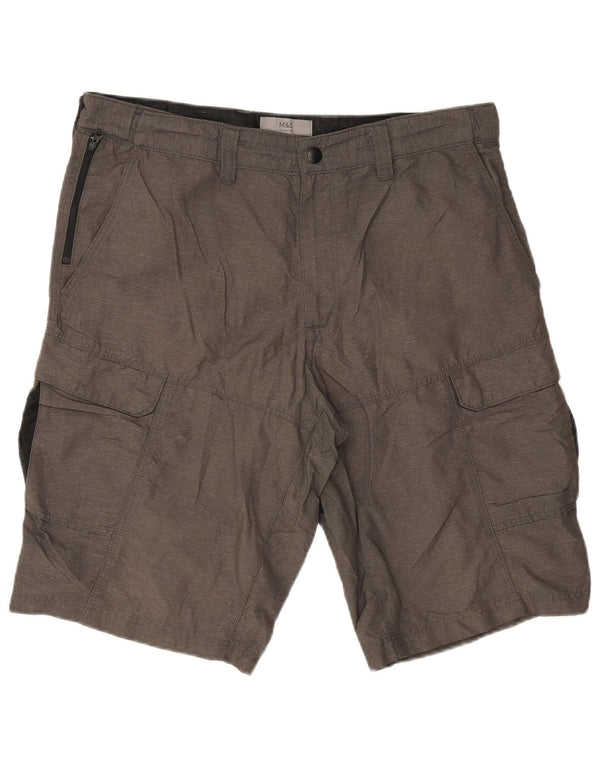 Marks & Spencer Mens Cargo Shorts W34 Large  Grey Polyamide