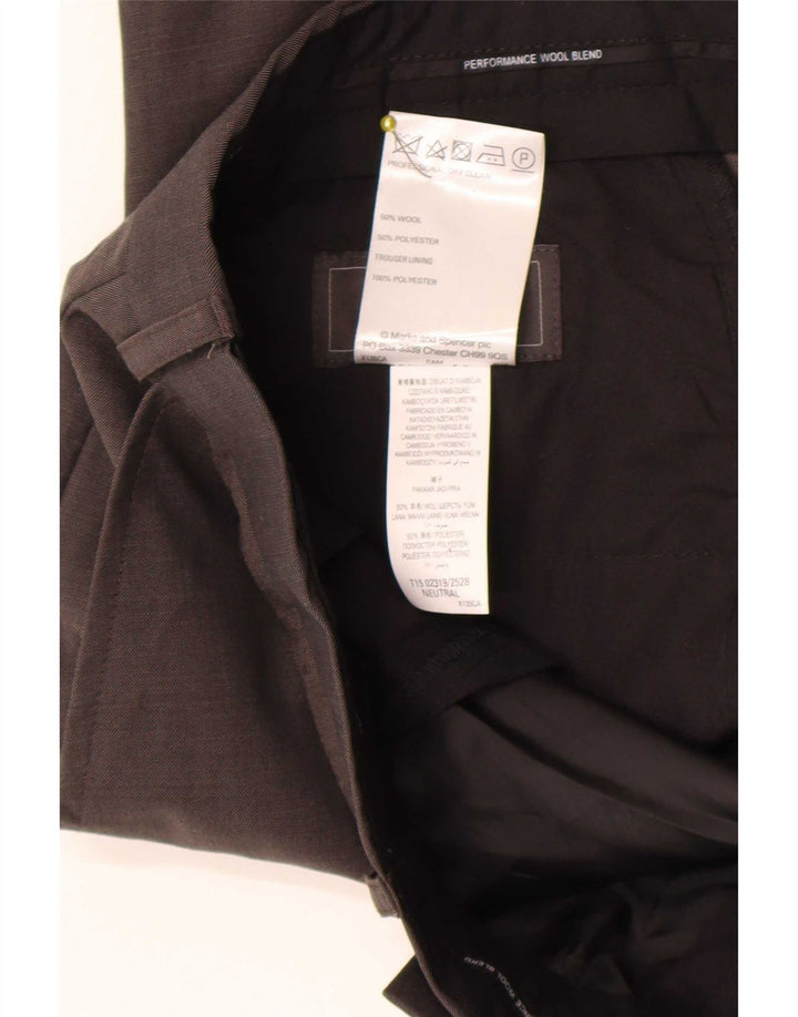 Marks & Spencer Pantalón de traje de corte regular para hombre W36 L29 Lana marrón